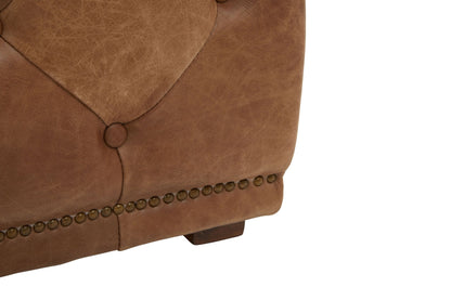 Harrogate Brown Leather Rectangle Chesterfield Ottoman
