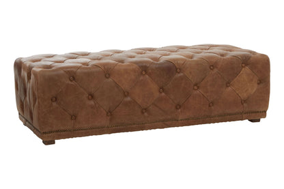 Harrogate Brown Leather Rectangle Chesterfield Ottoman