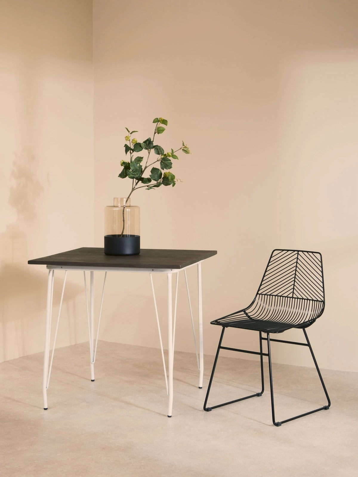 Madison Metal and Elm Wood Square Dining Table 