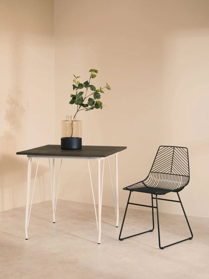 Madison Metal and Elm Wood Square Dining Table 