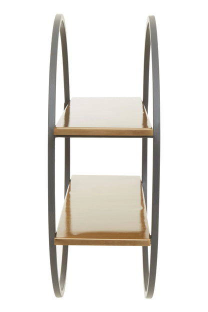 Devon Grey and Gold Finish Two Tier Wall Shelf
