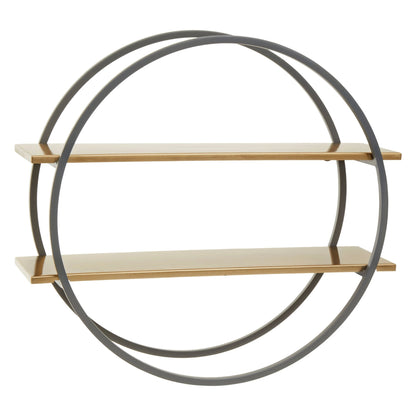 Devon Grey and Gold Finish Two Tier Wall Shelf