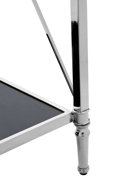 Brighton Black Glass and Nickel Finish Console Table