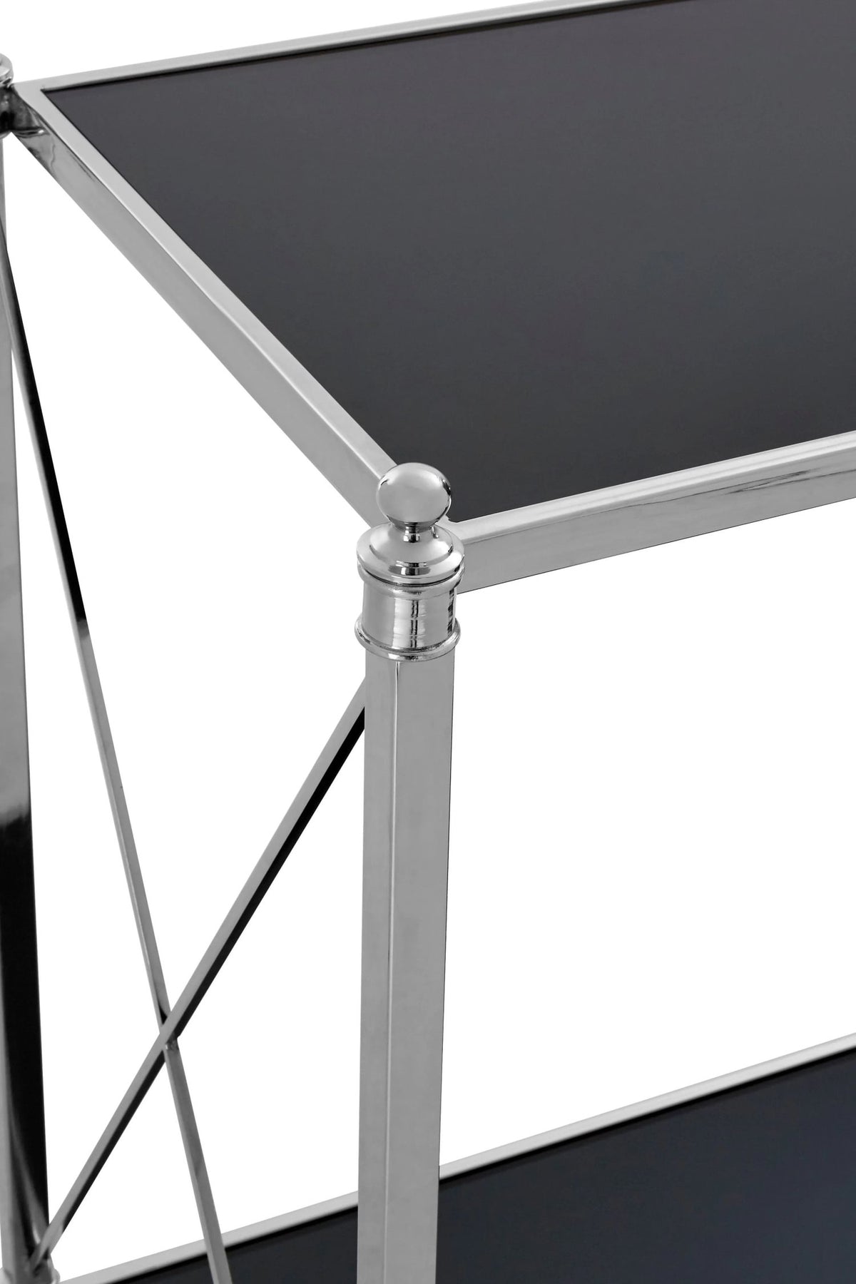 Brighton Black Glass and Nickel Finish Console Table