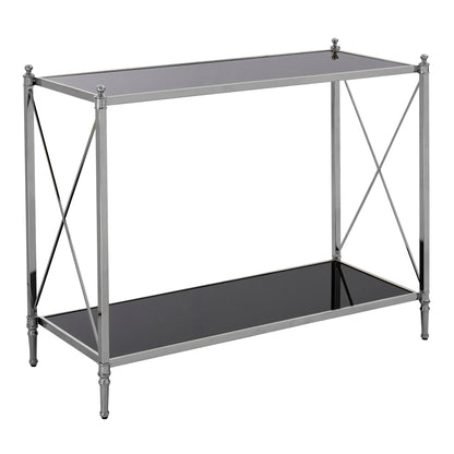 Brighton Black Glass and Nickel Finish Console Table