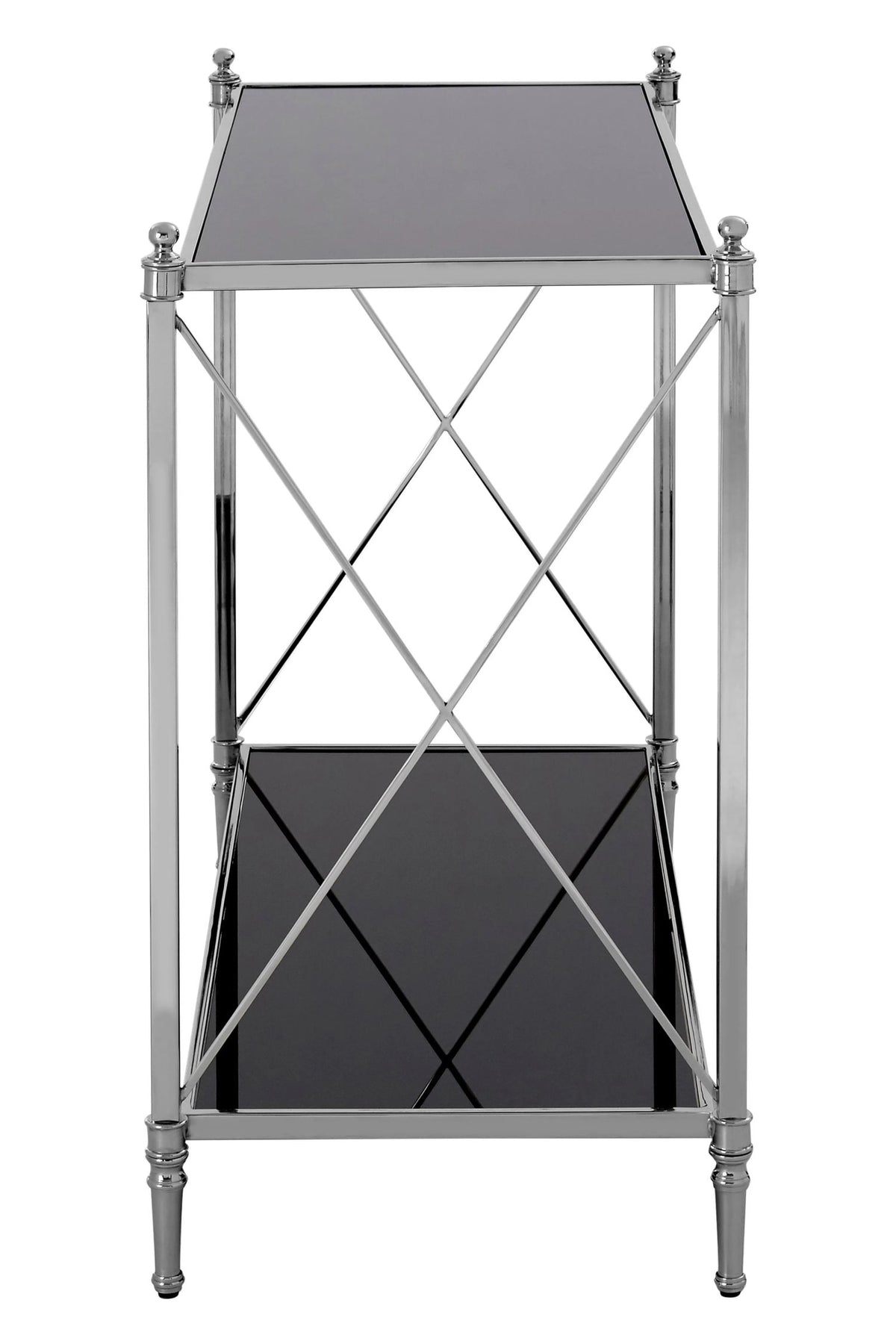 Brighton Black Glass and Nickel Finish Console Table