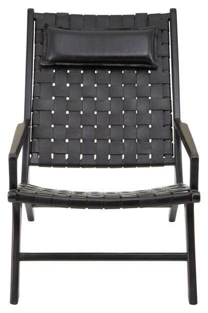 Seville Black Leather Woven Chair 