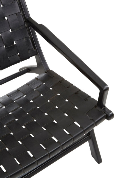 Seville Black Leather Woven Chair 
