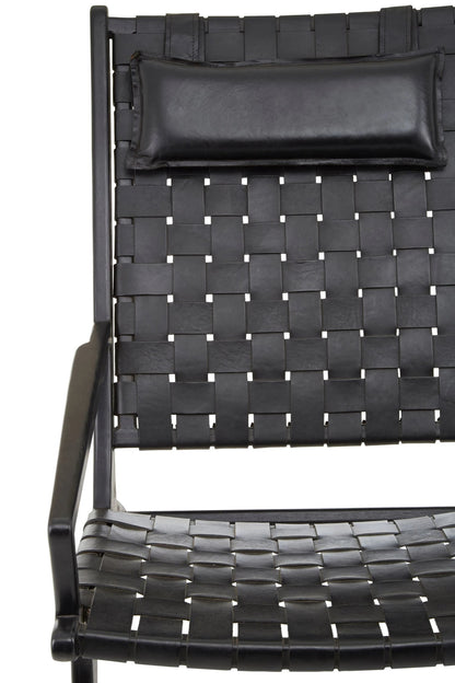 Seville Black Leather Woven Chair 