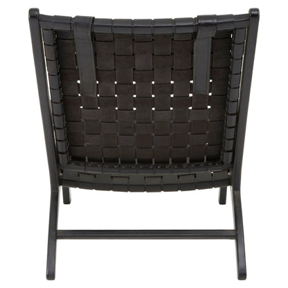 Seville Black Leather Woven Chair 