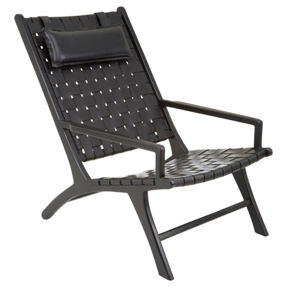 Seville Black Leather Woven Chair 