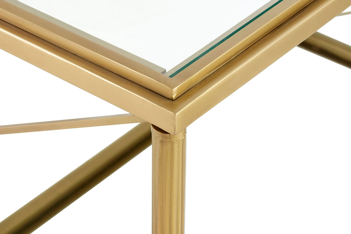 Cowes Glass Coffee Table with Metal Frame #colour_gold