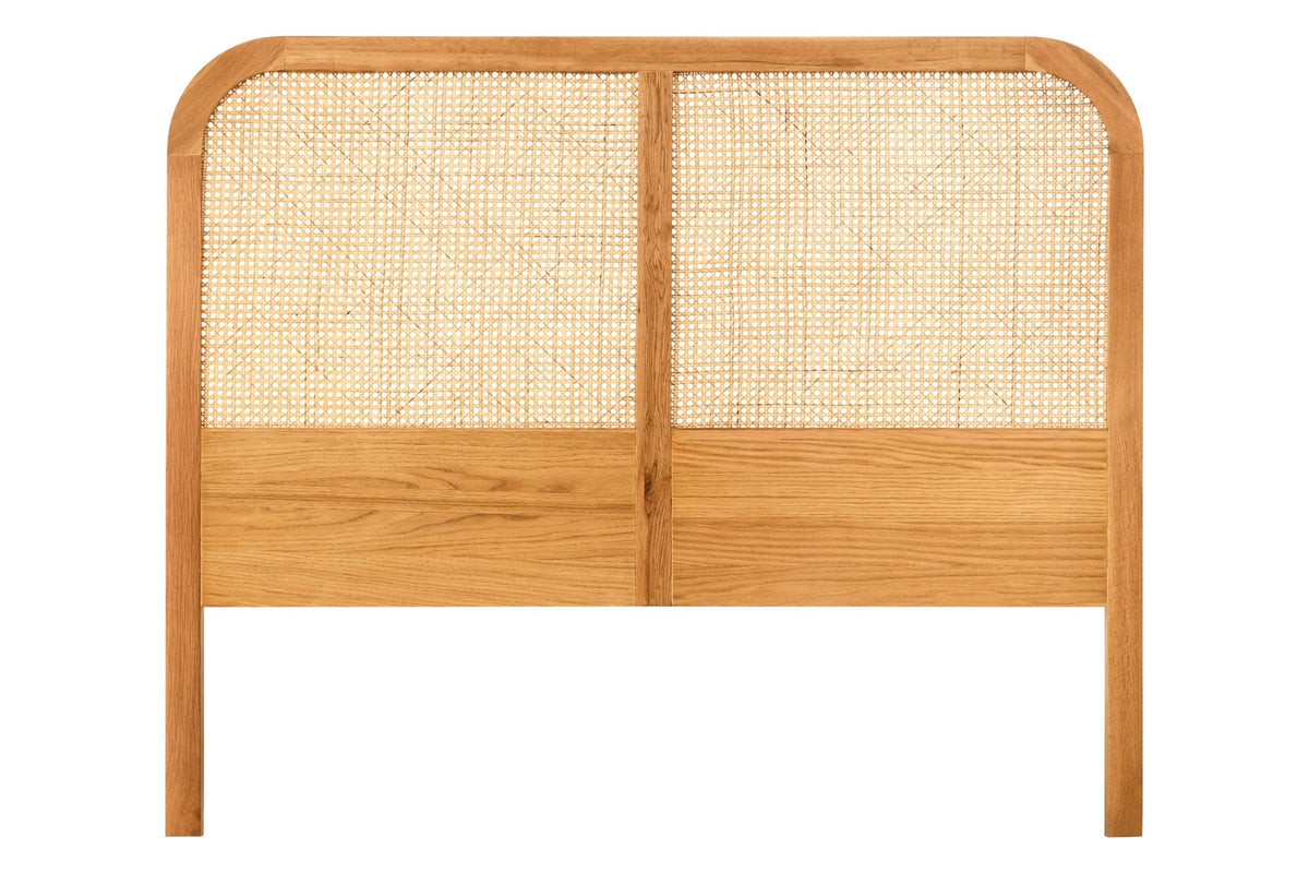 Cannes Rattan and Oak Wood Double Bed Headboard