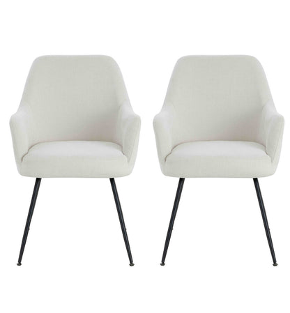 Chichester Set of 2 Textured Fabric Dining Chairs with Arms 