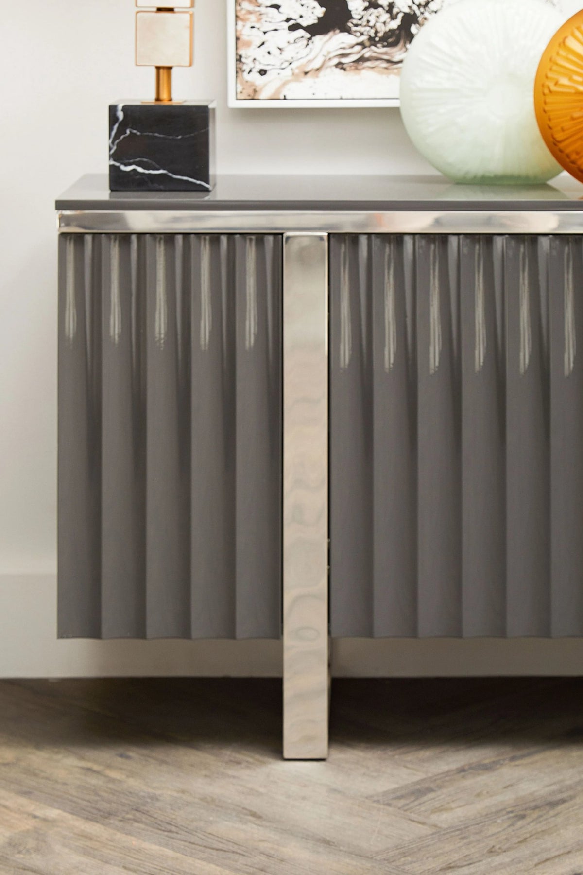 Sandringham Four Door Grey Gloss Finish Sideboard