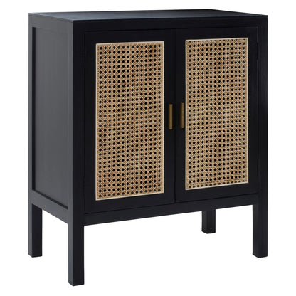 Hudson Black Sideboard with Two Rattan Doors