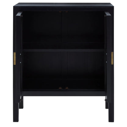 Hudson Black Sideboard with Two Rattan Doors
