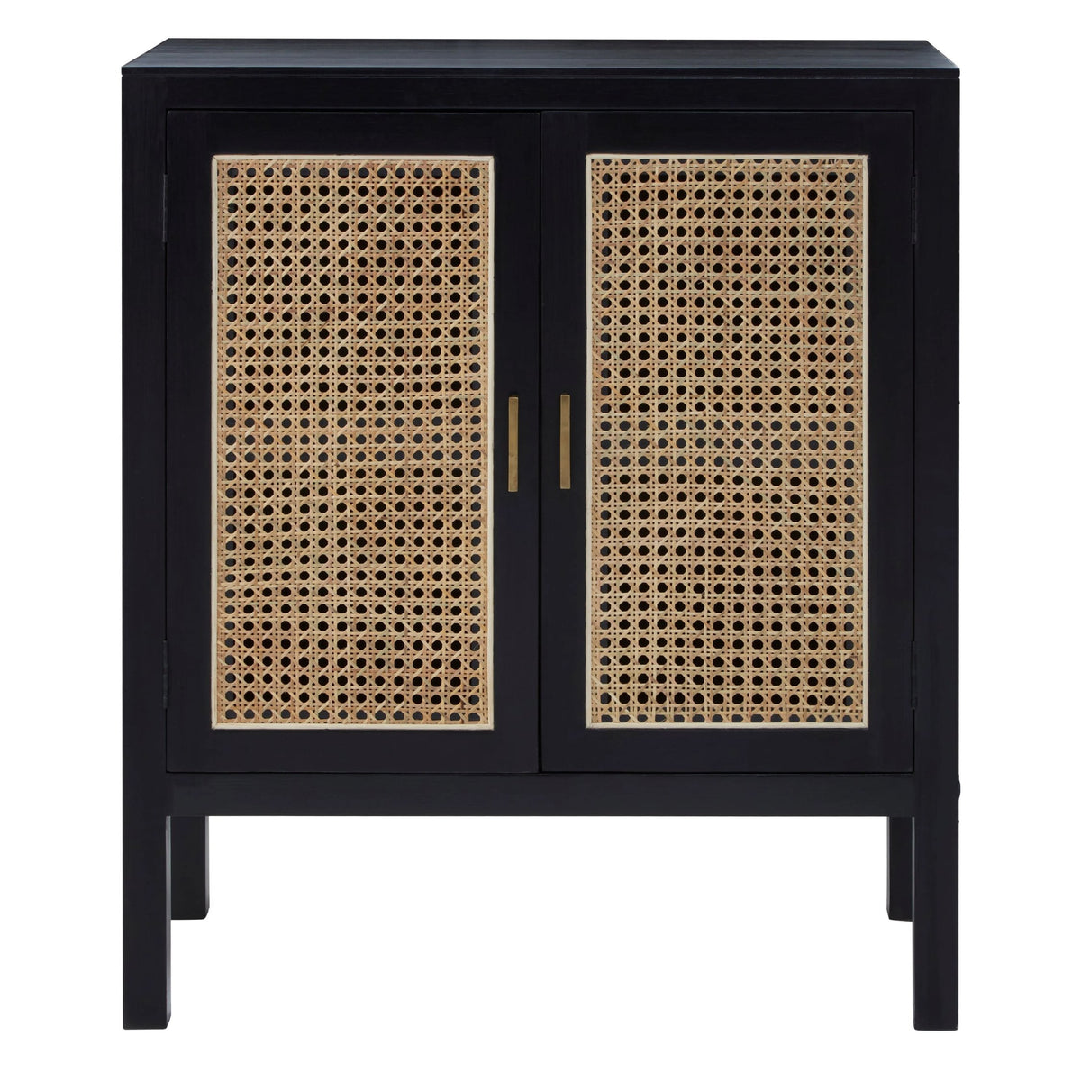 Hudson Black Sideboard with Two Rattan Doors