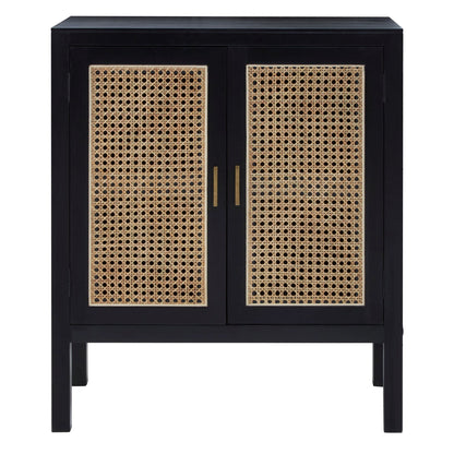 Hudson Black Sideboard with Two Rattan Doors