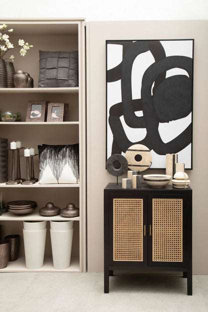 Hudson Black Sideboard with Two Rattan Doors