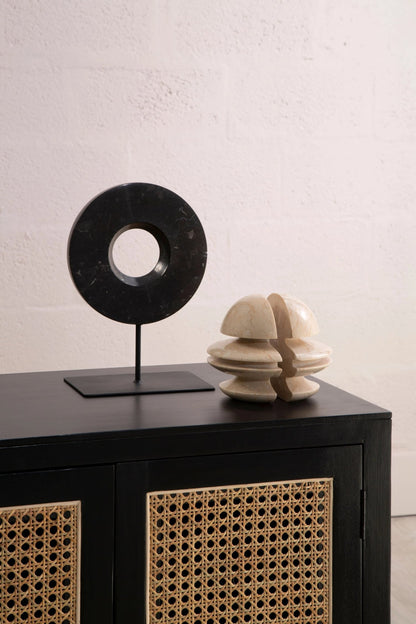 Hudson Black Sideboard with Two Rattan Doors