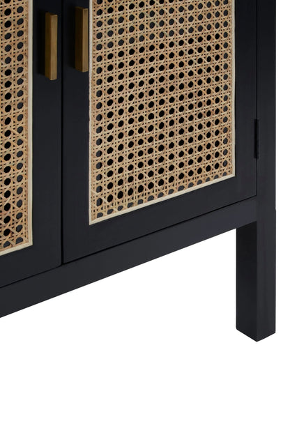 Hudson Black Sideboard with Two Rattan Doors