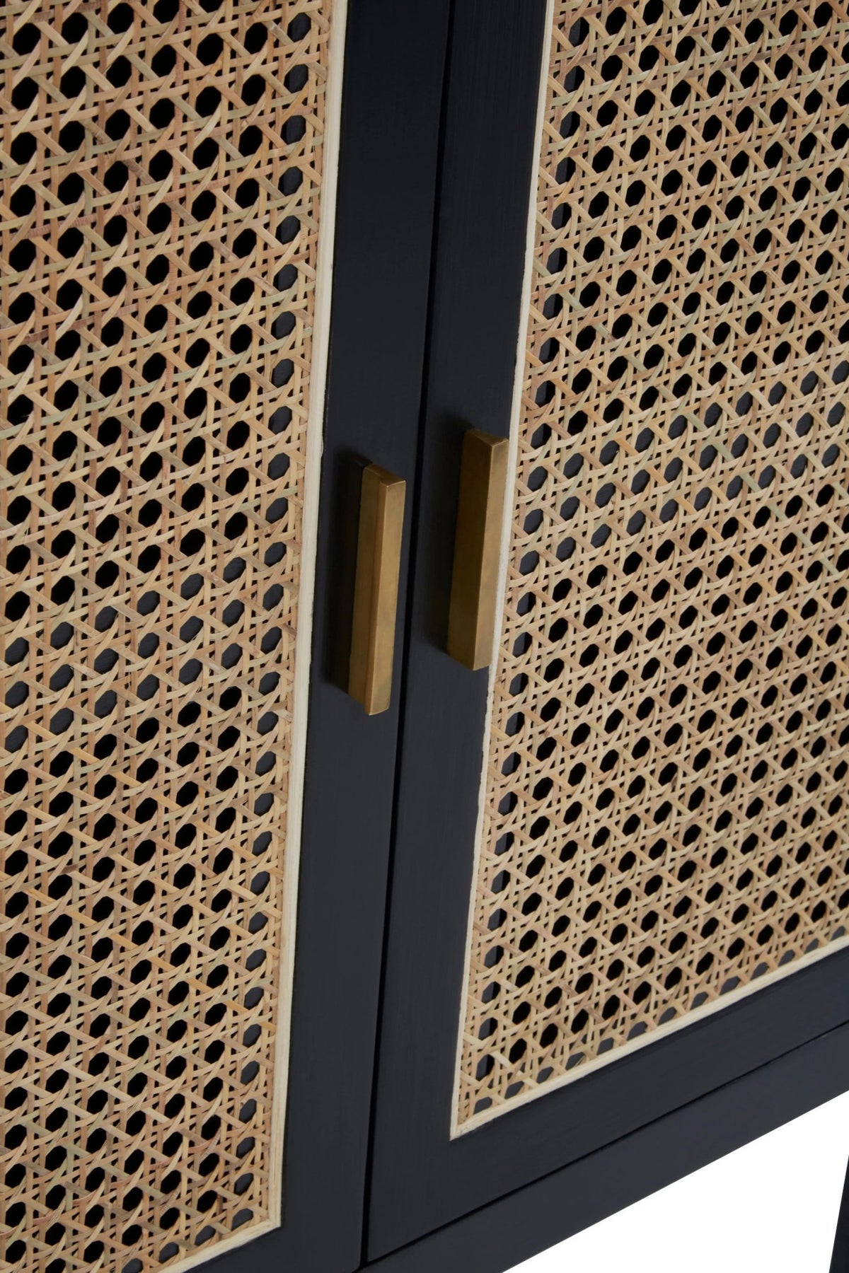 Hudson Black Sideboard with Two Rattan Doors