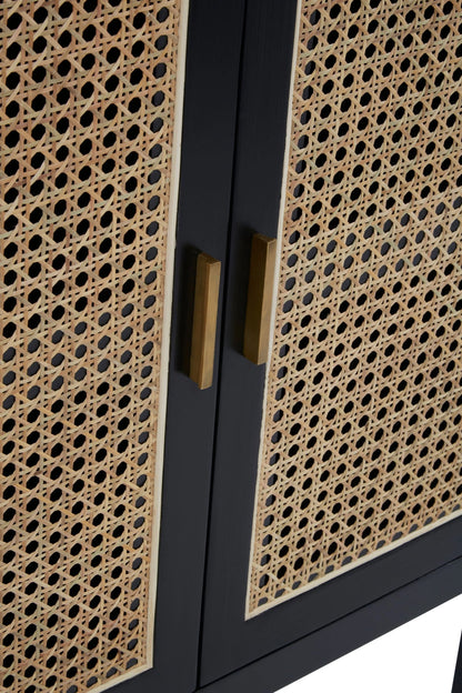 Hudson Black Sideboard with Two Rattan Doors