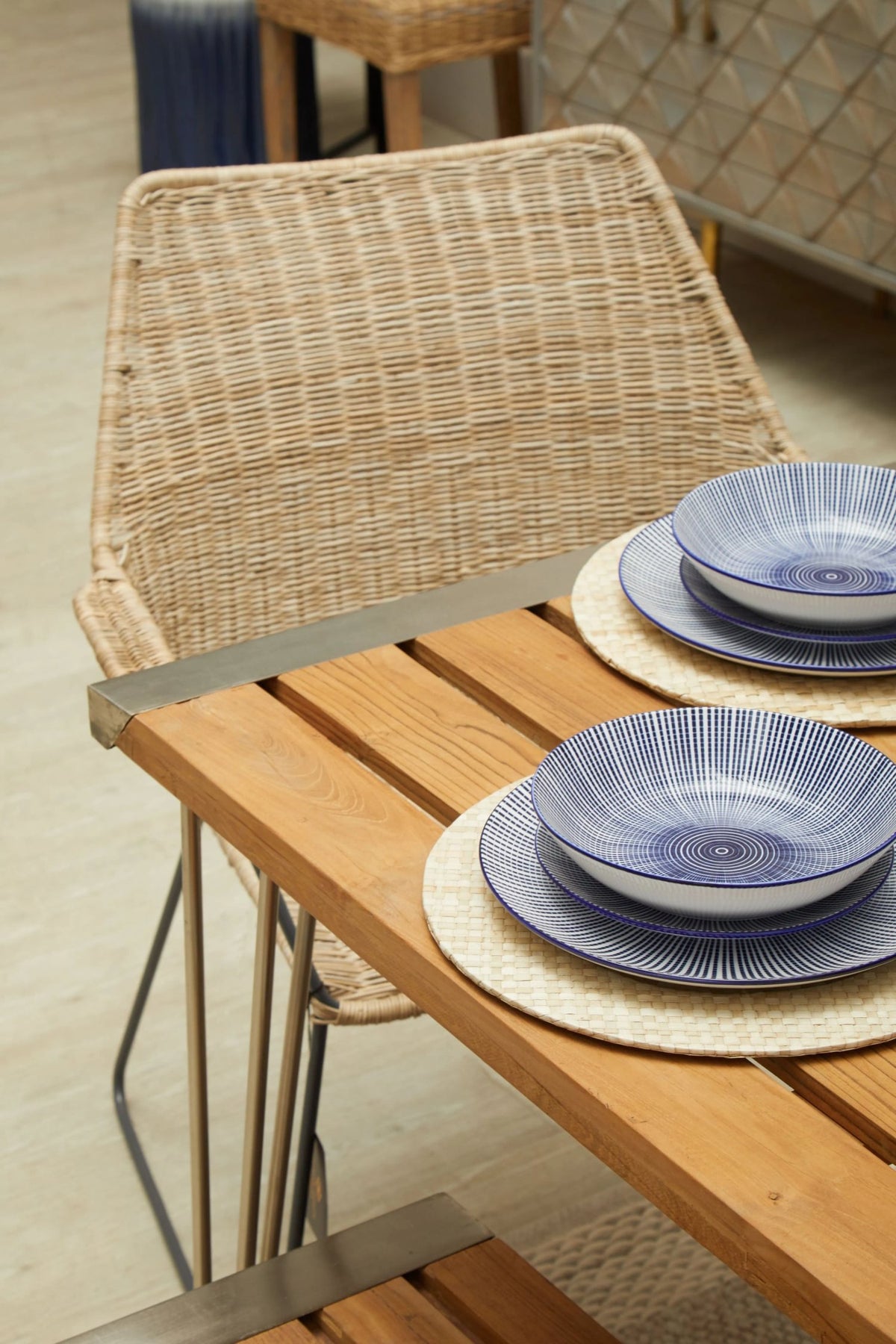 Bath Slatted Teak Wood Dining Table