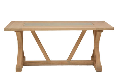 Cannes Washed Grey Oak Wood and Glass Dining Table