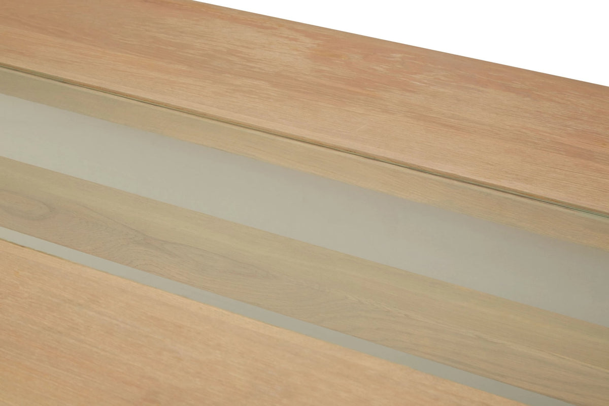 Cannes Washed Grey Oak Wood and Glass Dining Table