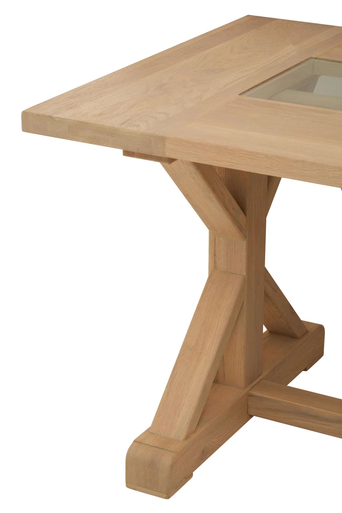 Cannes Washed Grey Oak Wood and Glass Dining Table