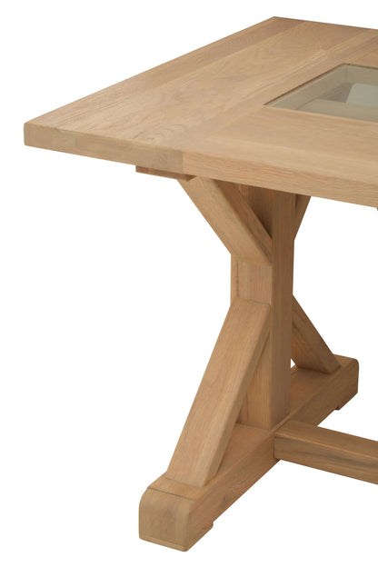 Cannes Washed Grey Oak Wood and Glass Dining Table