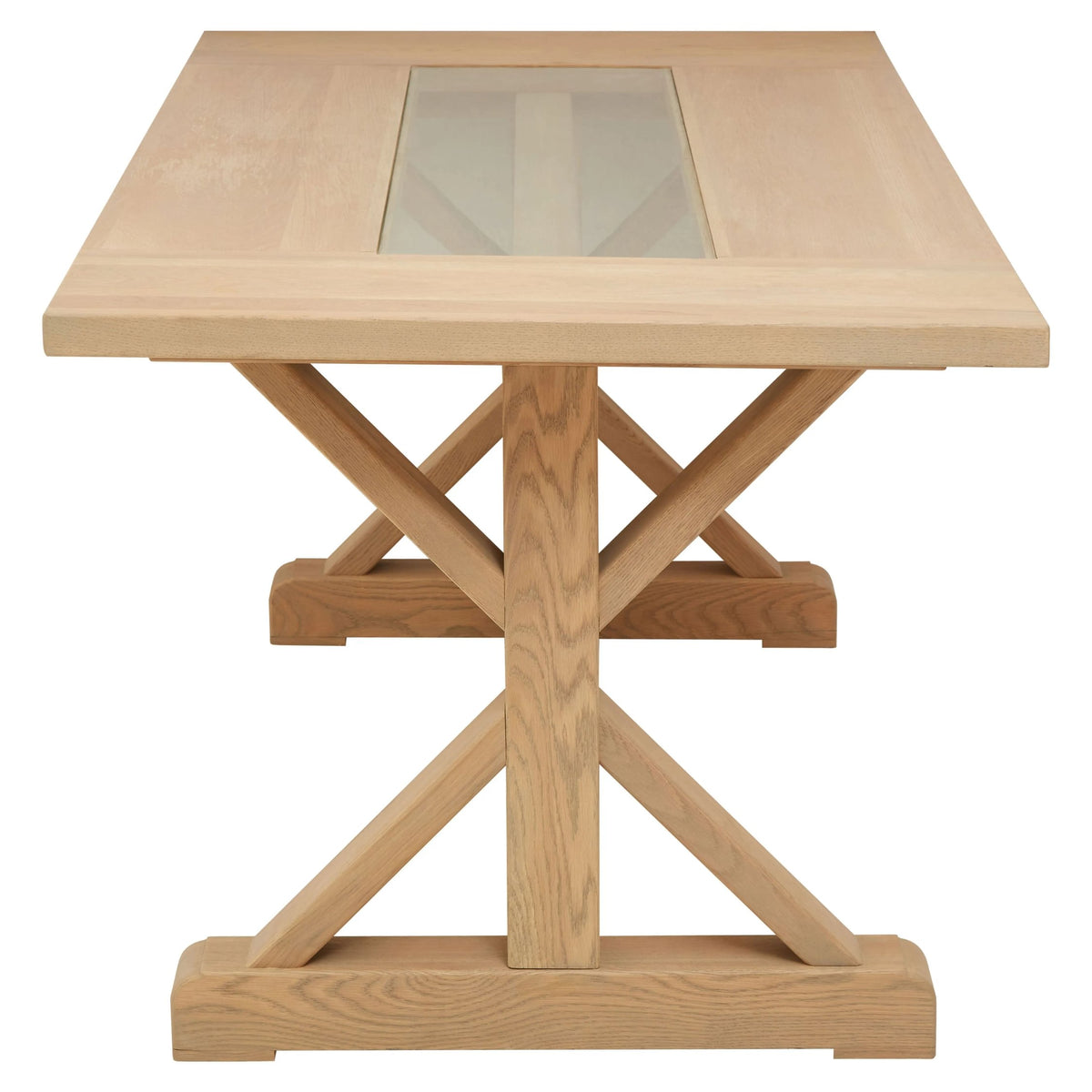 Cannes Washed Grey Oak Wood and Glass Dining Table