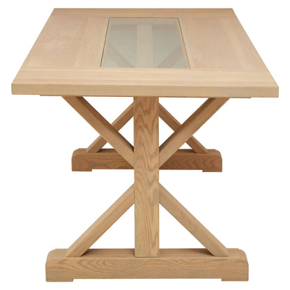 Cannes Washed Grey Oak Wood and Glass Dining Table