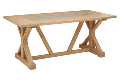 Cannes Washed Grey Oak Wood and Glass Dining Table
