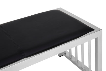 Porto Black Leather Bench 