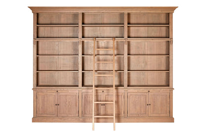 Cannes Washed Grey Oak Wood Large Bookcase with Ladder