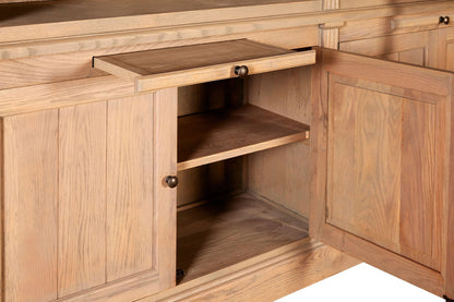 Cannes Washed Grey Oak Wood Large Bookcase with Ladder