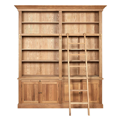 Cannes Wooden Finish 2 Section Bookcase with Ladder