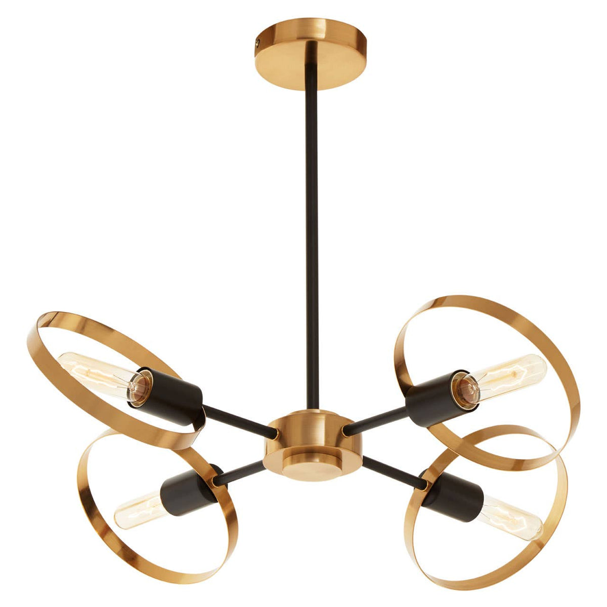 Worthing Brass Finish 4 Bulb Ring Pendant Light