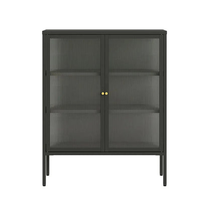 Ashford Metal and Fluted Glass Door Cabinet 