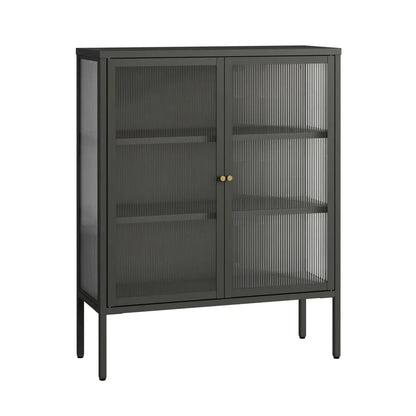 Ashford Metal and Fluted Glass Door Cabinet 