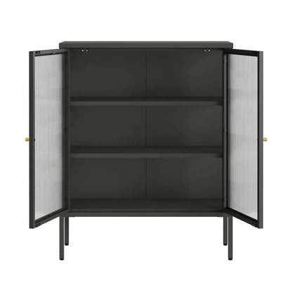 Ashford Metal and Fluted Glass Door Cabinet 