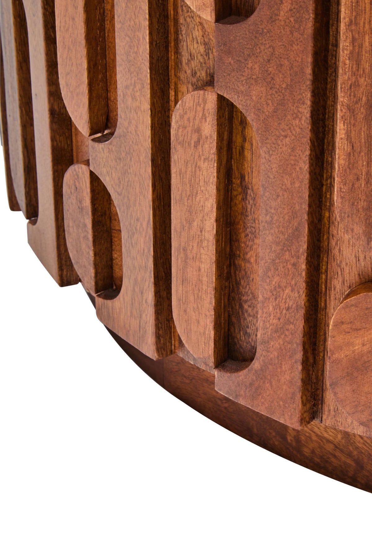 Studland Marble and Carved Mango Wood Round Coffee Table