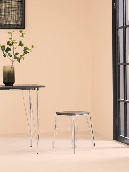 Madison Metal and Elm Wood Square Dining Table 