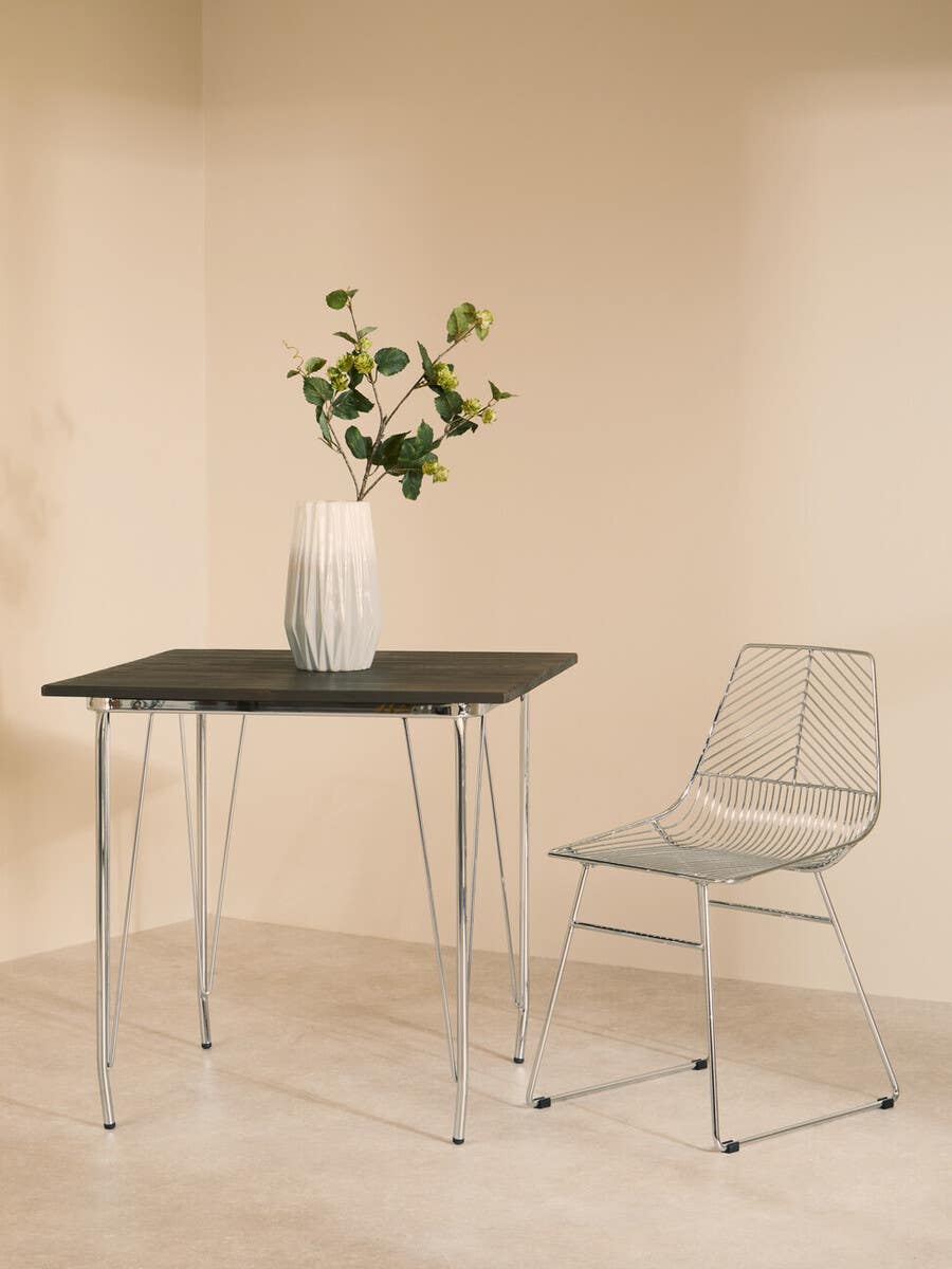 Madison Metal and Elm Wood Square Dining Table 
