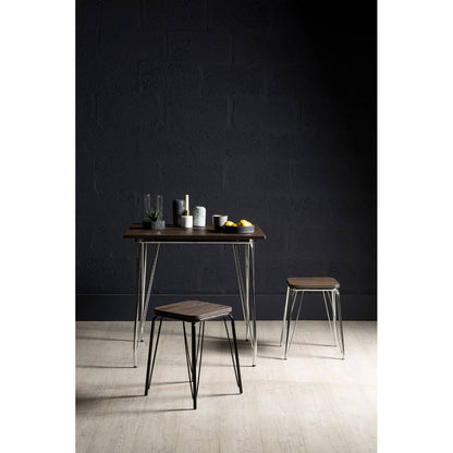 Madison Metal and Elm Wood Square Dining Table 