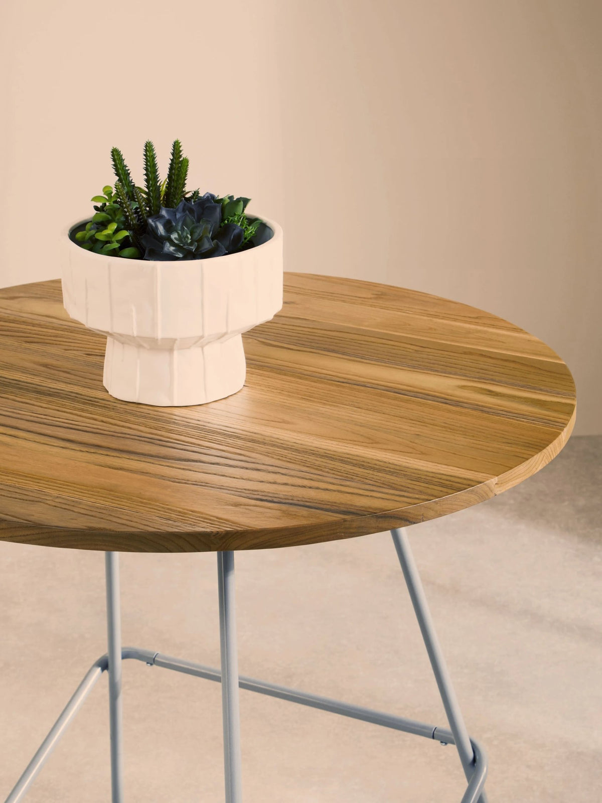 Madison Metal and Elm Wood Round Dining Table #colour_grey