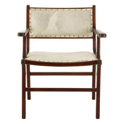 Seville Natural Hair On Leather and Teak Wood Dining Chair